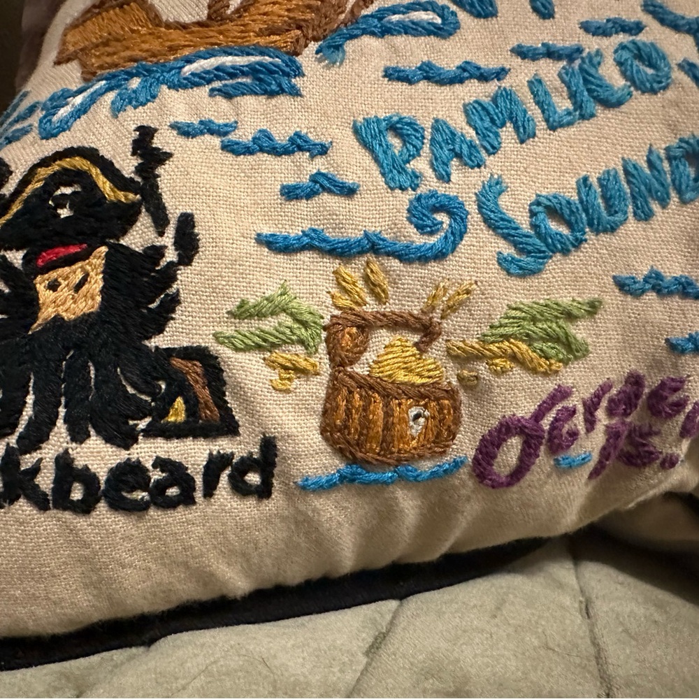 Rare Catstudio Outer Banks Embroidered Pillow 100% Organic Cotton - Picture 4 of 12